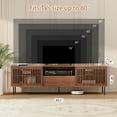 thumbnail image 3 of Hommpa TV Stand for 55/65/75/80 inch TV with 2 Slatted Doors and Drawer, Mid Century Modern TV Console for Living Room Bedroom, Storage Cabinets Entertainment Center for Gaming Media Console,Walnut, 3 of 14