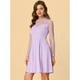 thumbnail image 2 of DARING DIVA Crew Neck Mesh Heart Polka Dots Sheer Skater Party Dress M Purple, 2 of 6
