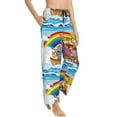 thumbnail image 2 of Sigee Rainbow Animals on Noah's Ark Print Women's Soft Pajama Pants - Breathable and Comfortable Lounge Sleep Bottoms with Elastic Waistband and Pockets-, 2 of 9