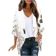 thumbnail image 2 of Nrmvnmi Women Open Front Lightweight Cardigan Summer Puff Sleeve Cardigans Fashion Floral Printed Kimono Cardigan Casual Loose Fit Cover Up Blouse Tops, 2 of 5