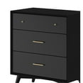thumbnail image 4 of Bowery Hill Mid-Century Mid Century Modern Wood 3 Drawer Small Chest in Black, 4 of 9