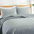 thumbnail image 4 of Peace Nest Premium Damask Pattern Reversible Coverlet Set 100% Soft Microfiber Fabric, Light Grey, King Size, 4 of 5