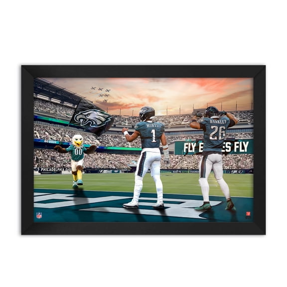 Saquon Barkley and Jalen Hurts Philadelphia Eagles Framed Two-Player Art Print