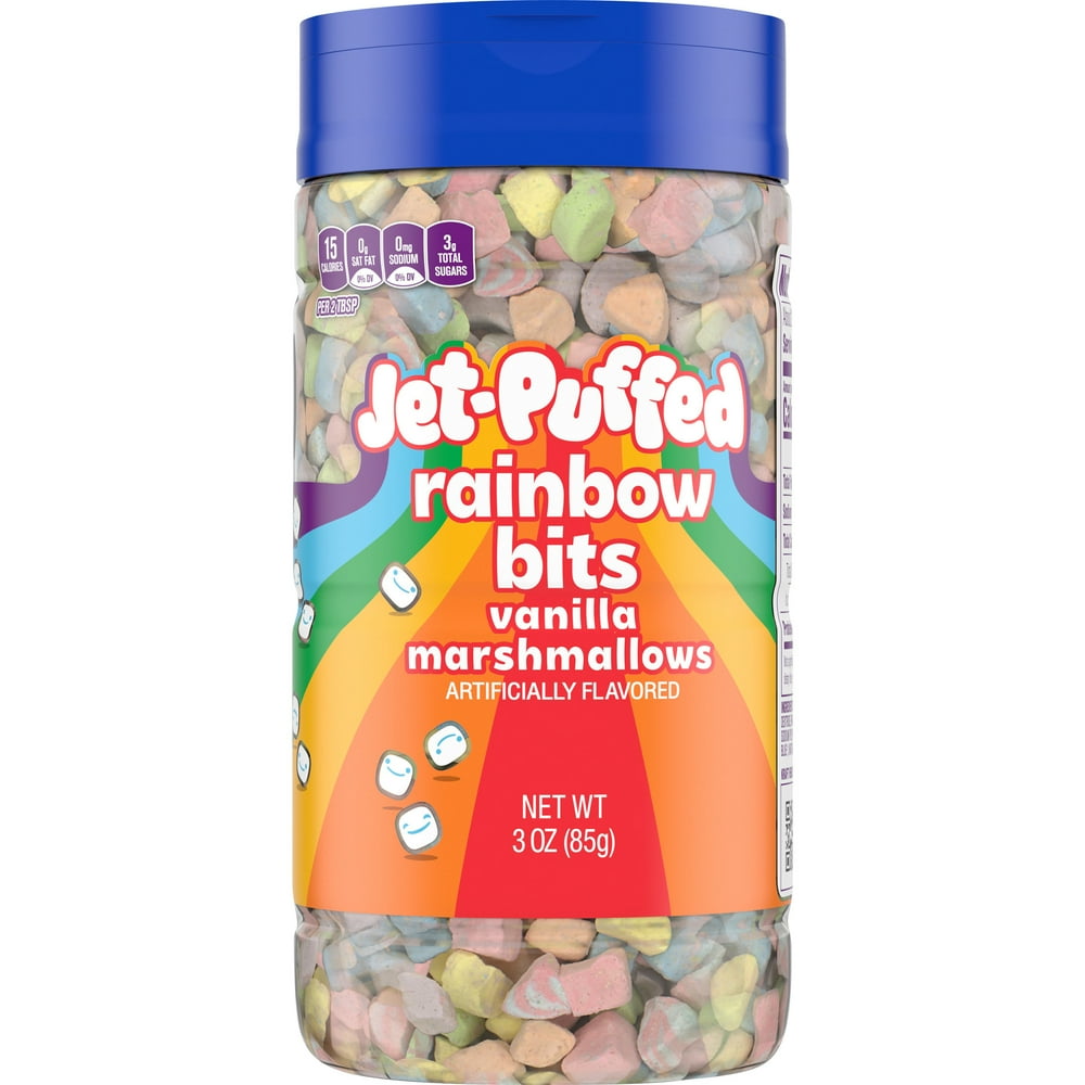 JetPuffed Rainbow Vanilla Marshmallow Bits, 3 oz Bottle