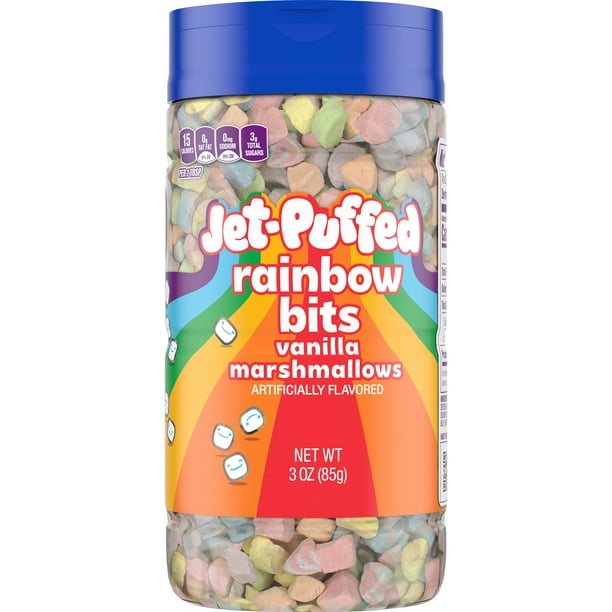 JetPuffed Rainbow Vanilla Marshmallow Bits, 3 oz Bottle