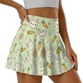 thumbnail image 3 of Xoenoiee Green Rabbit Bunny Carrot Heart Floral Print Women's Pleated Tennis Skirts Golf Skort Lightweight Athletic Skirt for Running Tennis Golf Workout Sports, M, 3 of 6