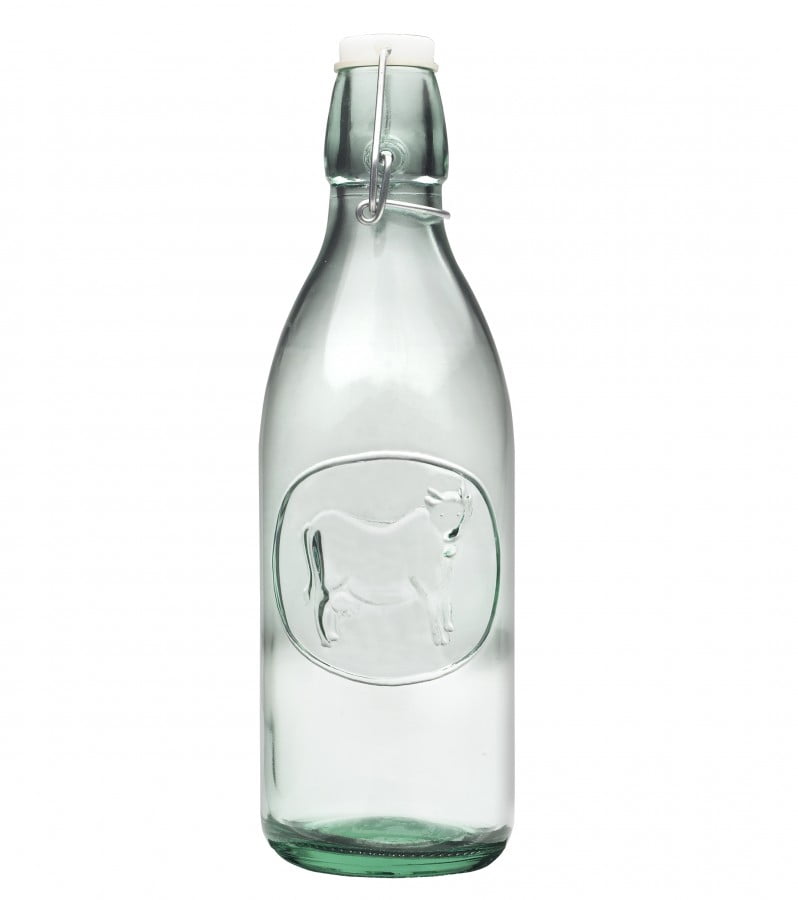 Amici Home Italian Recycled Green Milk Bottle, 34oz