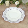 thumbnail image 5 of Efavormart 25 Pack White Lavender Lilac Paper Dinner Plates in Damask Floral Pattern, 10" Disposable Party Plates with Scalloped Rims - 300 GSM, 5 of 10
