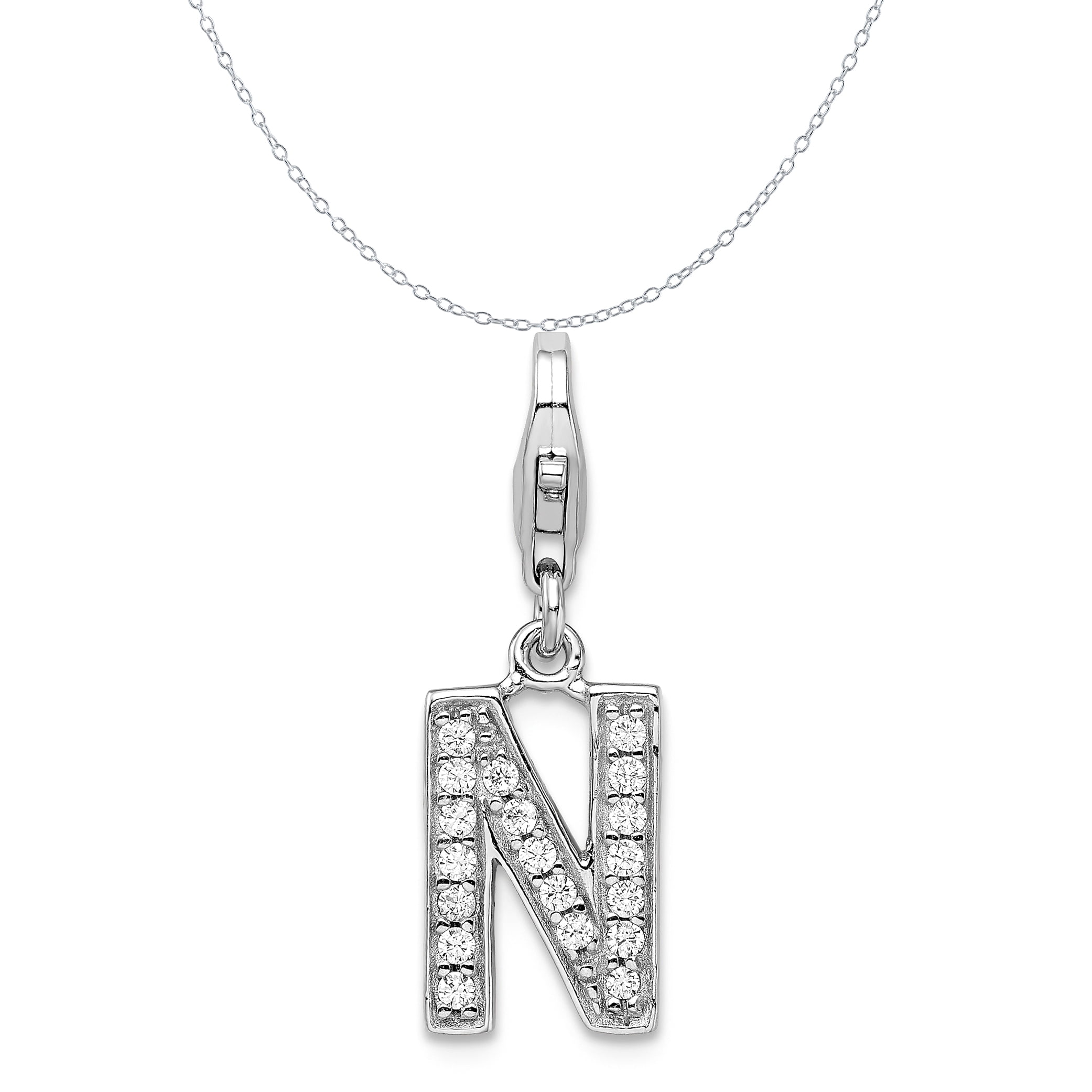 16-20 Mireval Sterling Silver Polished Clock Charm on a Sterling Silver Chain Necklace 