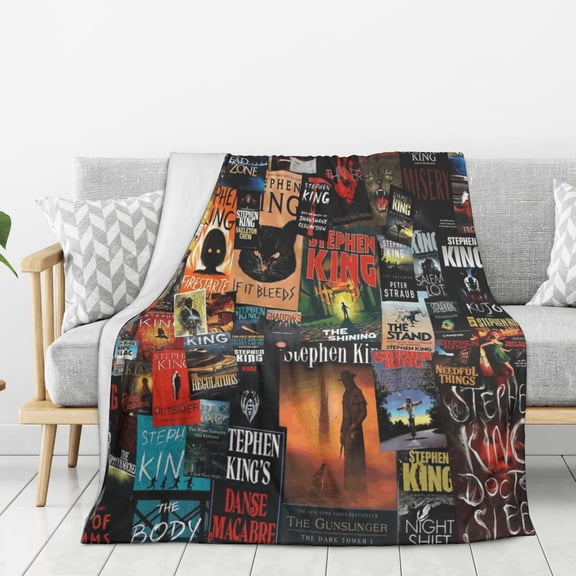 The Full Collection Of Stephen Books Throw Blanket 40"X30" Soft Flannel Lightweight Plush Air Conditioner Quilt Suitable For Sofa,Living Room,Bedroom,Double Bed