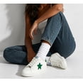 thumbnail image 6 of LUCKY STEP Stylish Star Low Top Lace Up Sneaker Comfort Walking Shoes,White/Green,Womens, 6 of 11