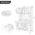 thumbnail image 2 of Jingyu-CA 72.2" High Wood Bar Cabinet with Electrical Outlet and LED Light, Wine Bottle Storage with Nine-Grid Wine Rack,Multi-Functional Home Sideboard for Dining Room and Hallway, Natural, 2 of 9
