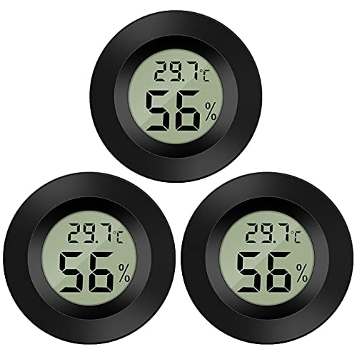 3-Pack Mini Digital Thermometer Hygrometer Indoor Room LCD Reptile Monitor Humidity Meter Gauge for Humidifiers Dehumidifiers Greenhouse Basement Babyroom