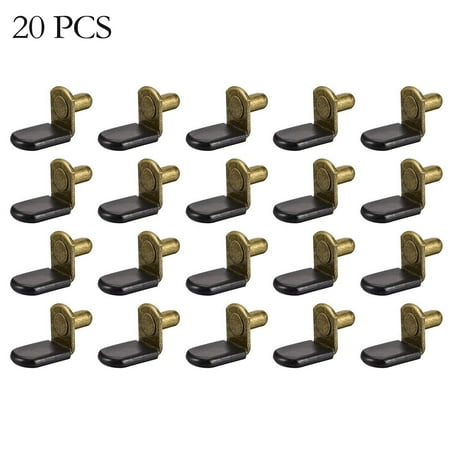 

BSTHOE 20pcs Shelf Support Studs Pegs Pins Plugs 6mm L-Shaped Cabinet Bracket Bronze