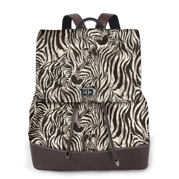 Fotbe Leopard And Zebra1 Mochila Bolso con Estampado para Mujer, Mochila Antirrobo de Nylon Impermeable, Bolsa Ligera de Hombro