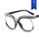 thumbnail image 4 of Montura de anteojos de montura grande con forma de búho con incrustaciones de diamantes, lentes planas, antiluz azul, montura de anteojos europea y americana, 4 of 5