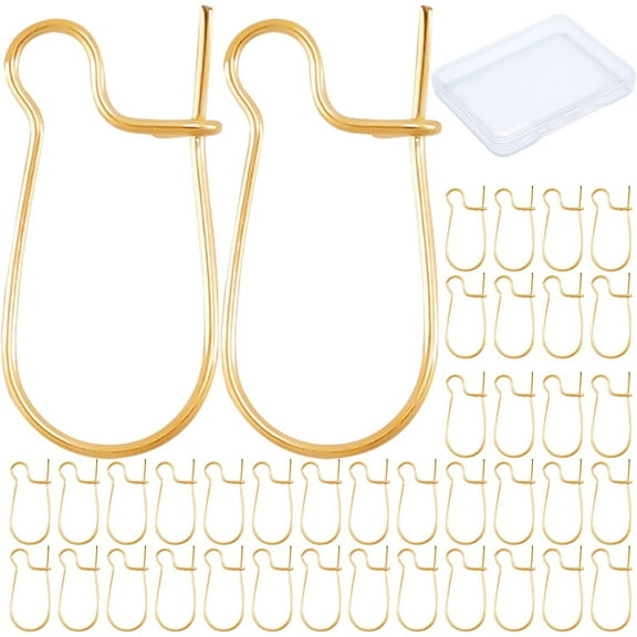 1 Box 100pcs Kidney Ear Wires 18K Gold Plated U-Shaped Earring Hooks Earring Components Long Dangle Earrings DIY Jewellery Making 9 x 19mm