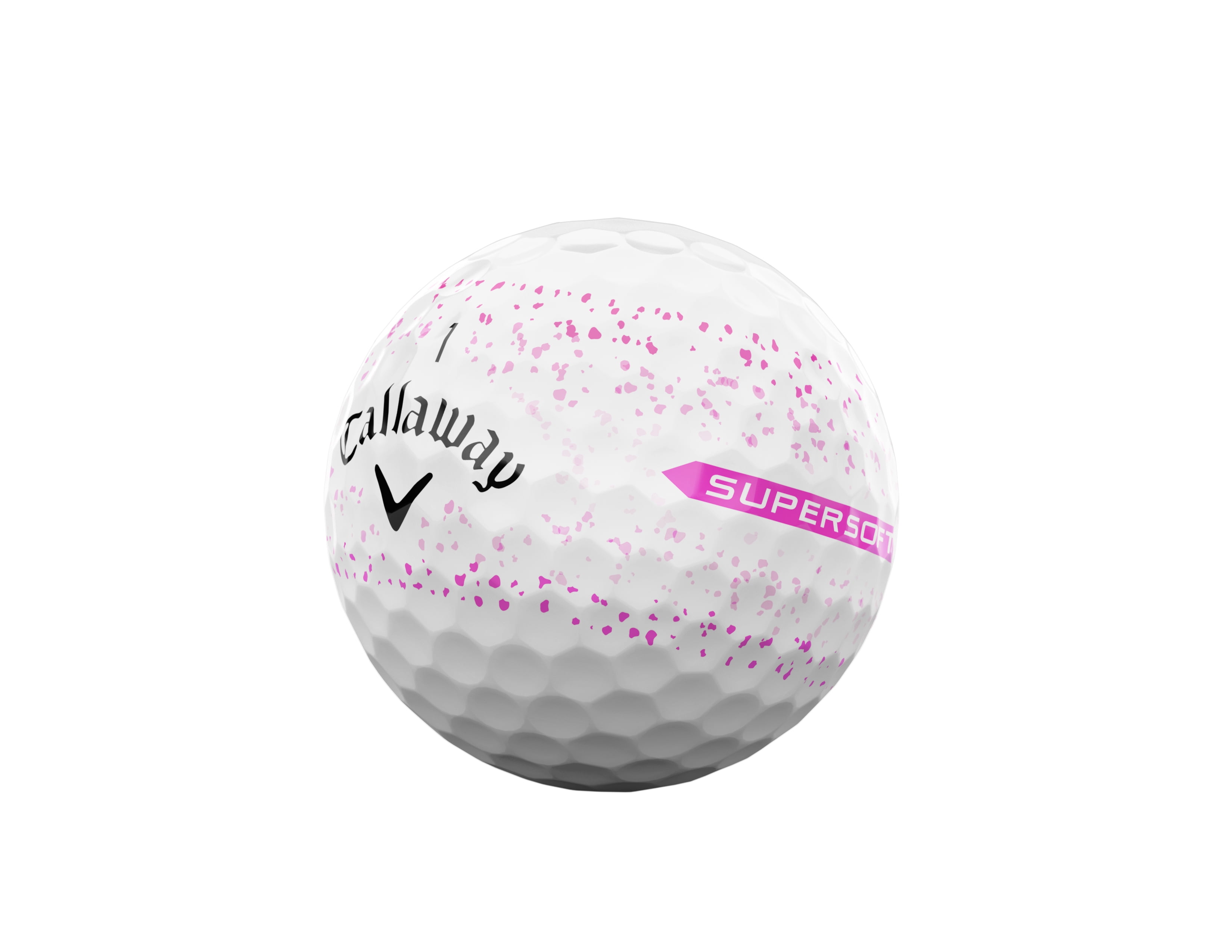 (2 pack) Callaway Golf 2025 Supersoft Splatter Golf Balls 12-Pack, White/Pink