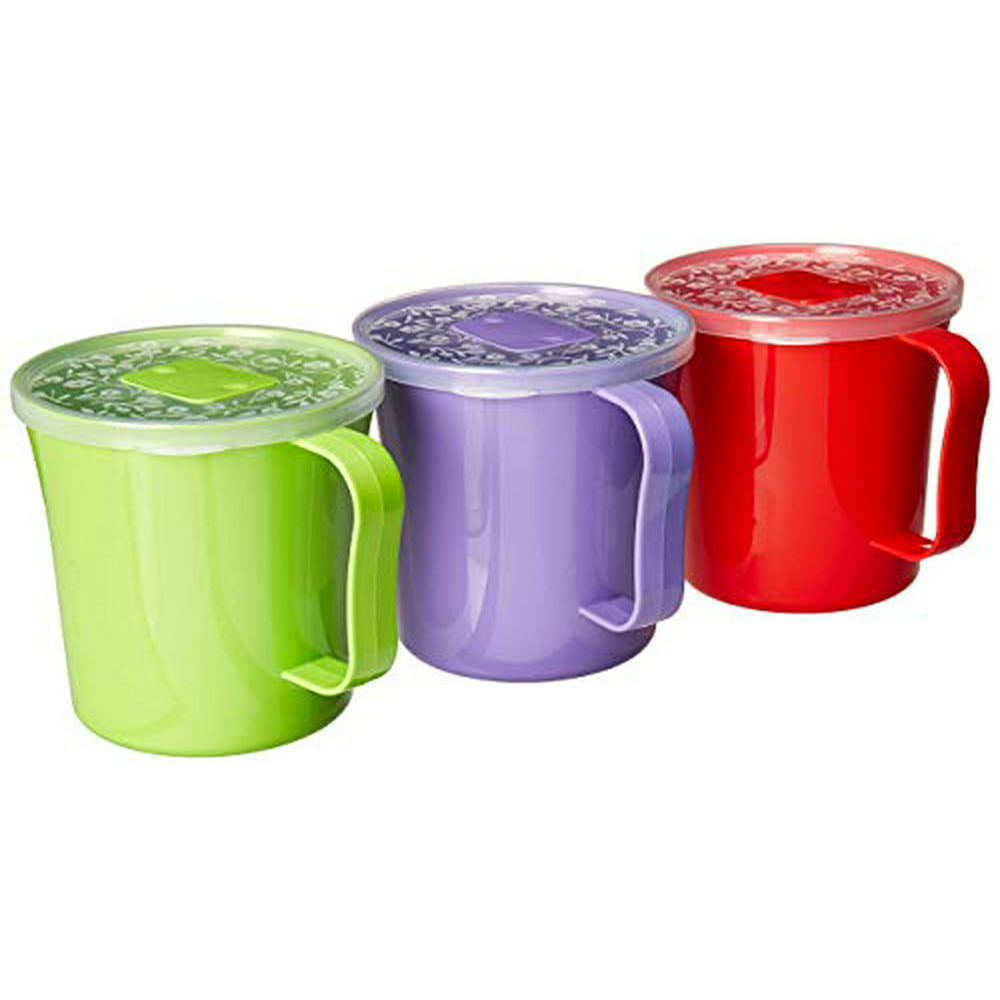 Zilpoo 3 Pack - Soup Mug with Handle and Vented Lid 37 Ounce | Plastic