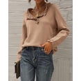thumbnail image 5 of BTFBM Womens Sweaters Fall Winter Clothes Long Sleeve Button Down Ruffle Crew Neck Casual Knitted Pullover Tops, 5 of 7