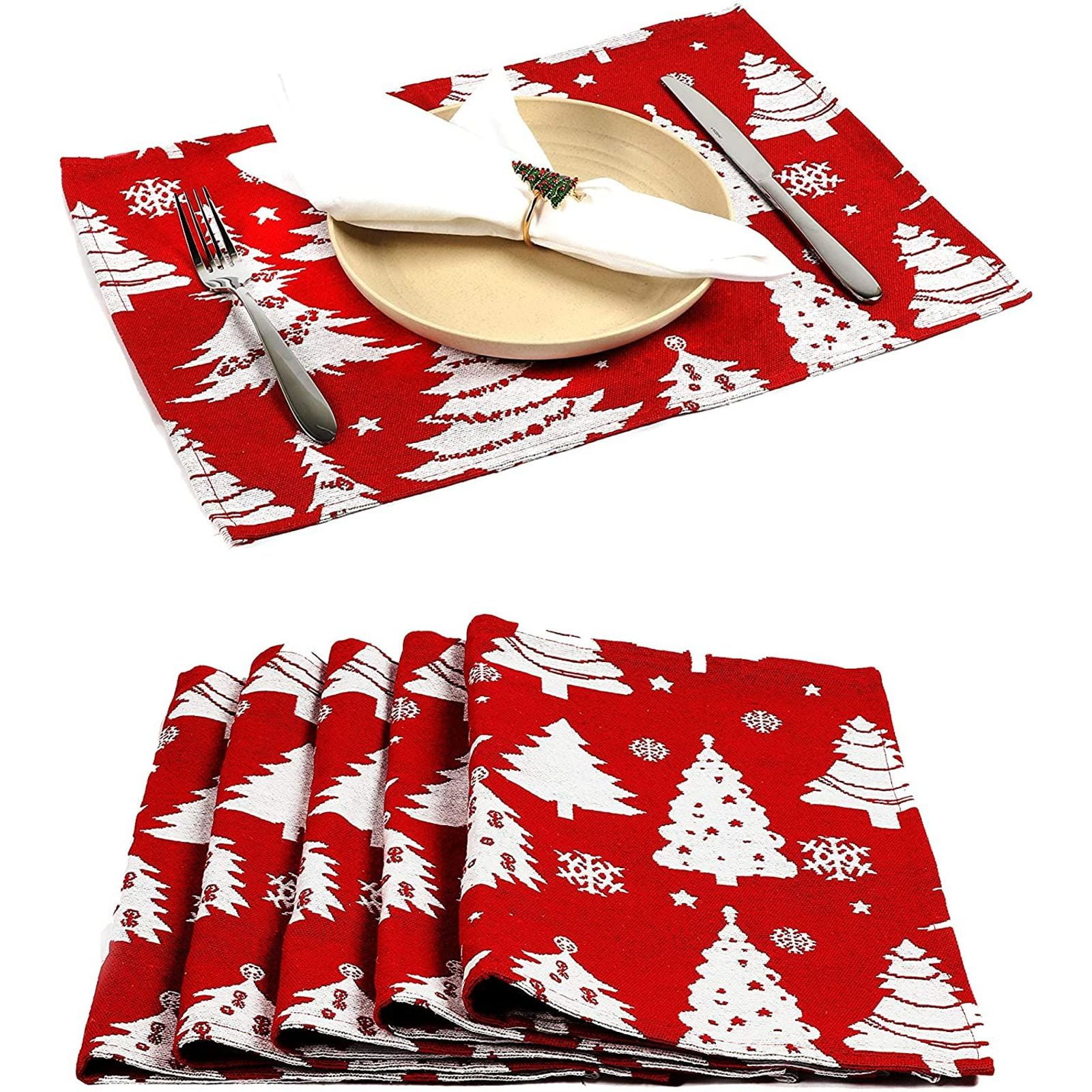 Christmas Xmas Table Mat Placemats Place Mats Sets Snowflake Dinner Set Of 4/6 