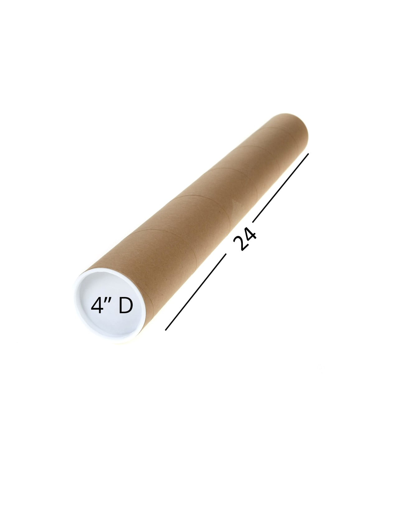 Tubeequeen Kraft Mailing Tubes with End Caps - Art Shipping Tubes 2-Inch x 24-Inch L, 6 Pack, Women's, Brown