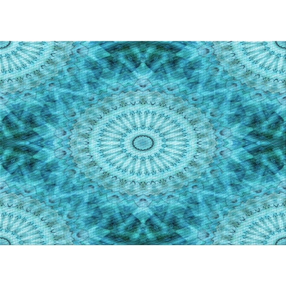 Ahgly Company Machine Washable Indoor Rectangle Transitional Bright Turquoise Blue Area Rugs, 8' x 12'