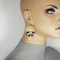 thumbnail image 2 of Brushed Gold Sun Burst & Acrylic Drop Statement Earrings, Hypoallergenic Ear Wires, Black, 2 of 3
