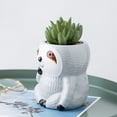 thumbnail image 4 of Sloth Hanging Planter  Succulent Plant Pot Indoor Outdoor Ceramic Animal Planters Pots Flowerpot Container 2, Standing Grey, 4 of 7
