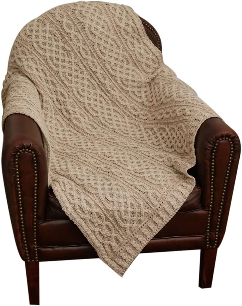Carraig Donn Irish Cable Knit Aran Blanket Celtic Throw 100 Premium
