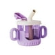 thumbnail image 5 of Taza de entrenamiento de silicona para bebé, taza para sorber de 10Oz/300ml, portátil, a prueba de fugas, con báscula, bonita para niños y bebés Violeta CUTICAT botella para niños, 5 of 8
