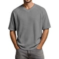 thumbnail image 4 of Border Knit Raglan Short Sleeve Tee for Everyday Comfort with V Neck and Clean Solid Design Men T Shirts, 4 of 4