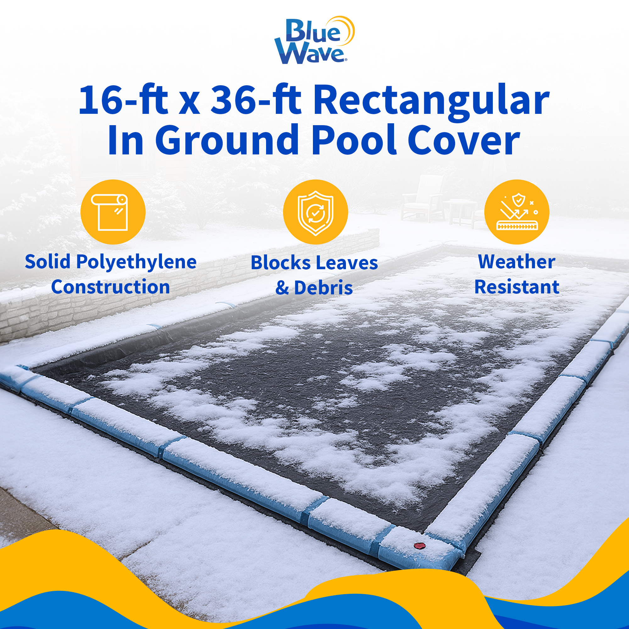 Blue Wave 16' x 36' 8-Year Rectangular In Ground Pool Winter Cover