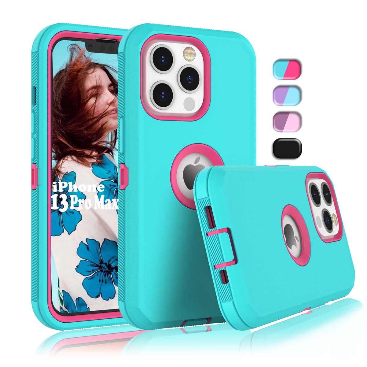 Aqua Mint/Pink FYSZBOX for iPhone 13 Pro 6.1 Case Triple Layer Shockproof Drop Proof Heavy Duty Full Body Rugged Protection Phone Case Cover for Apple iPhone 13 Pro