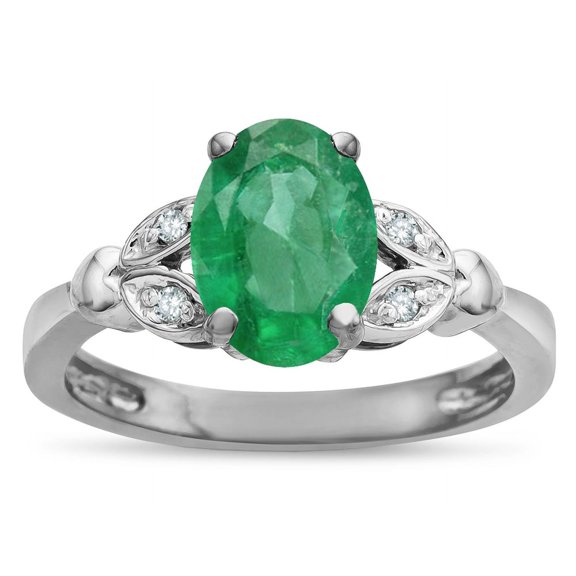 Star K � Oval 8x6 Genuine Emerald Marquee Design Engagement Promise Ring