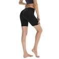 thumbnail image 5 of Women High Waisted Biker Shorts with Side Pockets Tummy Control Athletic Workout Running Yoga Gym Shorts,Balck, 5 of 9