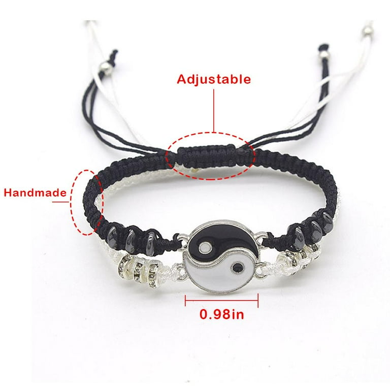 Yin Yang Best Friend Bracelets for 2 Matching Adjustable Cord