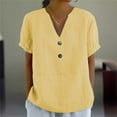 thumbnail image 2 of YOTMKGDO Short Sleeve V-Neck Shirt | Women's able Casual V Neck d Top T Shirt, summer tops for women (Yellow, M), 2 of 6