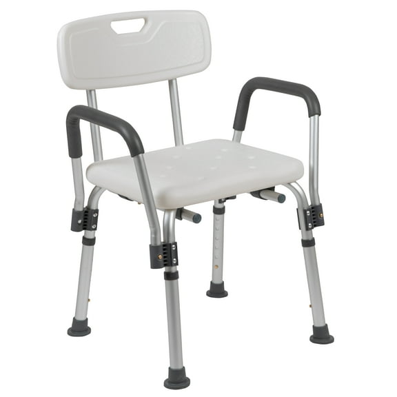 Flash Furniture HERCULES Series 300 Lb. Capacity, Adjustable White Bath & Shower Chair with Depth Adjustable Back