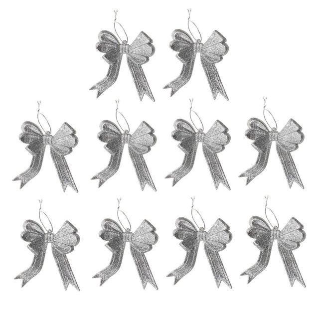 10 piezas brillo Bowknot forma árbol de Navidad decoración percha ornamento plata Yuyangstore percha de árbol de navidad