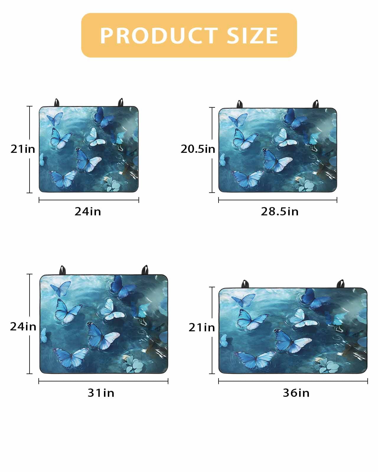 nqOlkjepod Large Induction Cooktop Protector Mat 24"x21", Blue Butterfly Stove Top Covers for Electric Stove, Modern Elegant Water Ripples Decorative Stove Burner Cover Mats, Glass Top Stove Cover