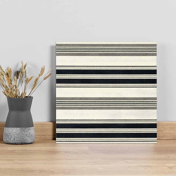 Black Grey Striped Wall Art Painting on Canvas, Farmhouse Vintage Stripe Canvas Art Home Prints Wall Art Framed Modern Artwork for Living Room Bedroom Wall Decor 8x8in