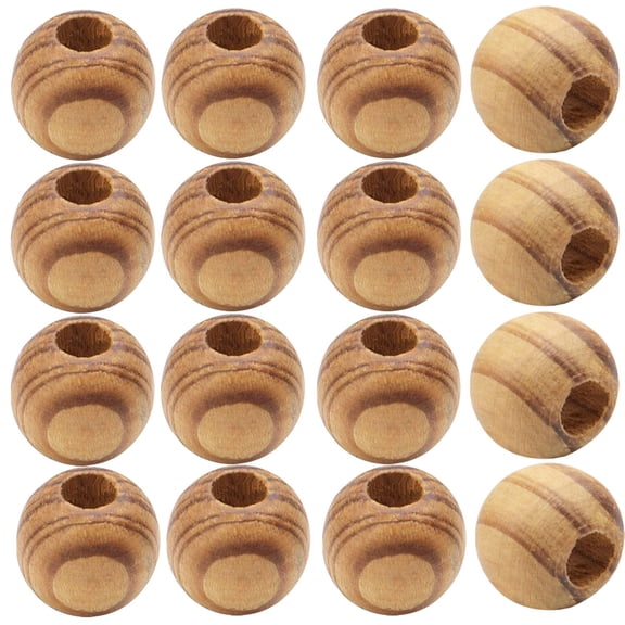 100 Pieces 18mm Diameter Round Loose Spacer Beads Large Hole (6.5mm) Wooden Craft Beads with Beautiful Grain for DIY Handmade Decorations