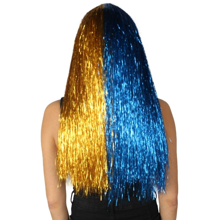 HPO Adult Womens Long Tinsel Wig Collection Party Ready Fancy Cosplay Halloween Wig Premium Breathable Capless Cap