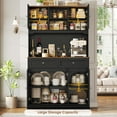 thumbnail image 2 of Homfa 2 Drawer Kitchen Pantry Buffet Hutch, 71'' Freestanding Cupboard Storage Cabinet with Adjustable Shelves, Black, 2 of 7