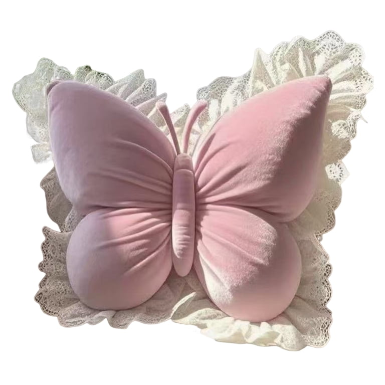2-Pack 3D Butterfly Throw Pillows - Decorative Plush Stuffed Animal Pillows For Couch, Bed (15x13 Inches, Violet & Blue)