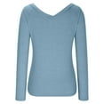 thumbnail image 6 of Lmnyox Women's Long Sleeve V Neck Tops Solid Color Slim Fashion Shirt Trendy Going Out Basic Tops Outfits, 6 of 9