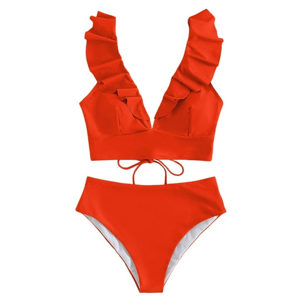 tobchonp Bikinis 2023 Mujer Push Up Bathing Suit Women Solid Color