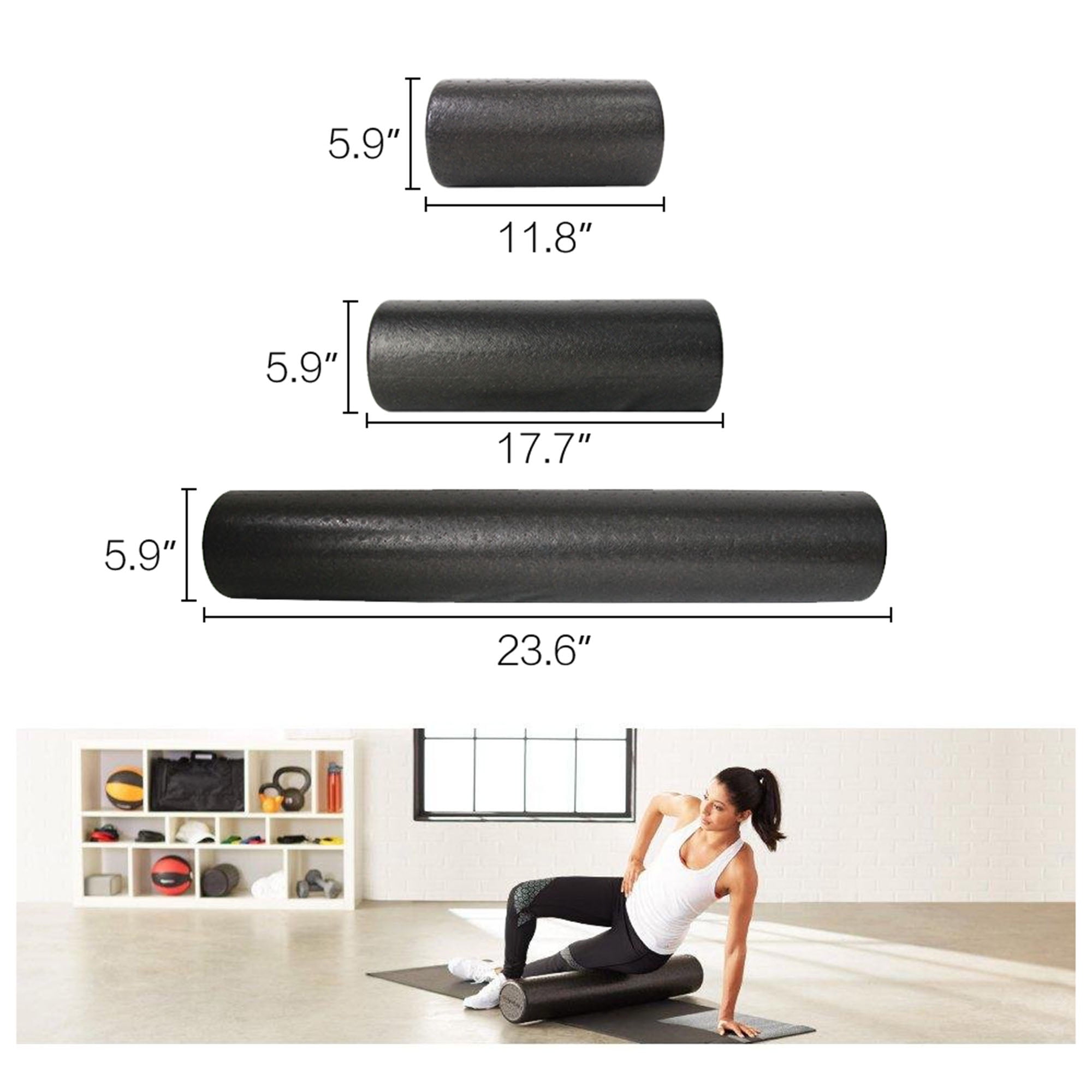 Foam Roller Yoga Exercise Fitness 6X12 HALF ROLL Black 