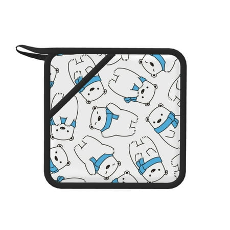 

1 PCS Pot Holders for Kitchen - Heat Resistant Silicone Pot Holders with Hanging Loop scarf bear Non Slip Oven Hot Pads Potholders for Decor Baking Cooking Kitchen